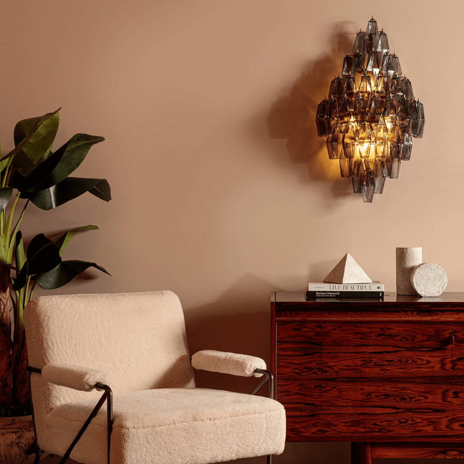 Zara Wall Light Amber Diamond Polyhedron Vintage