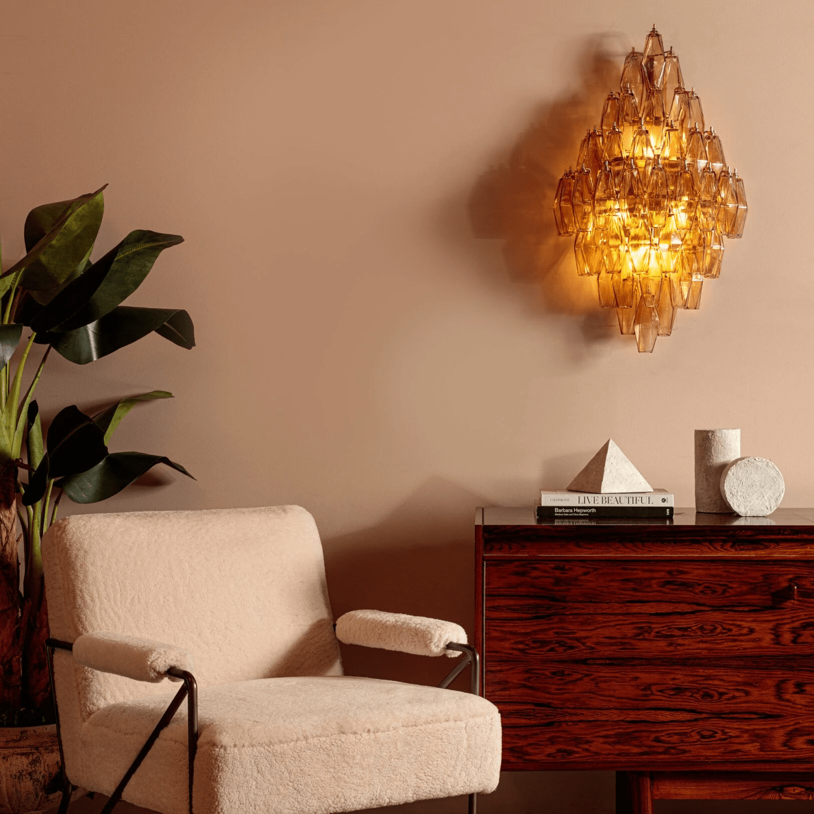 Zara Wall Light Amber Diamond Polyhedron Vintage