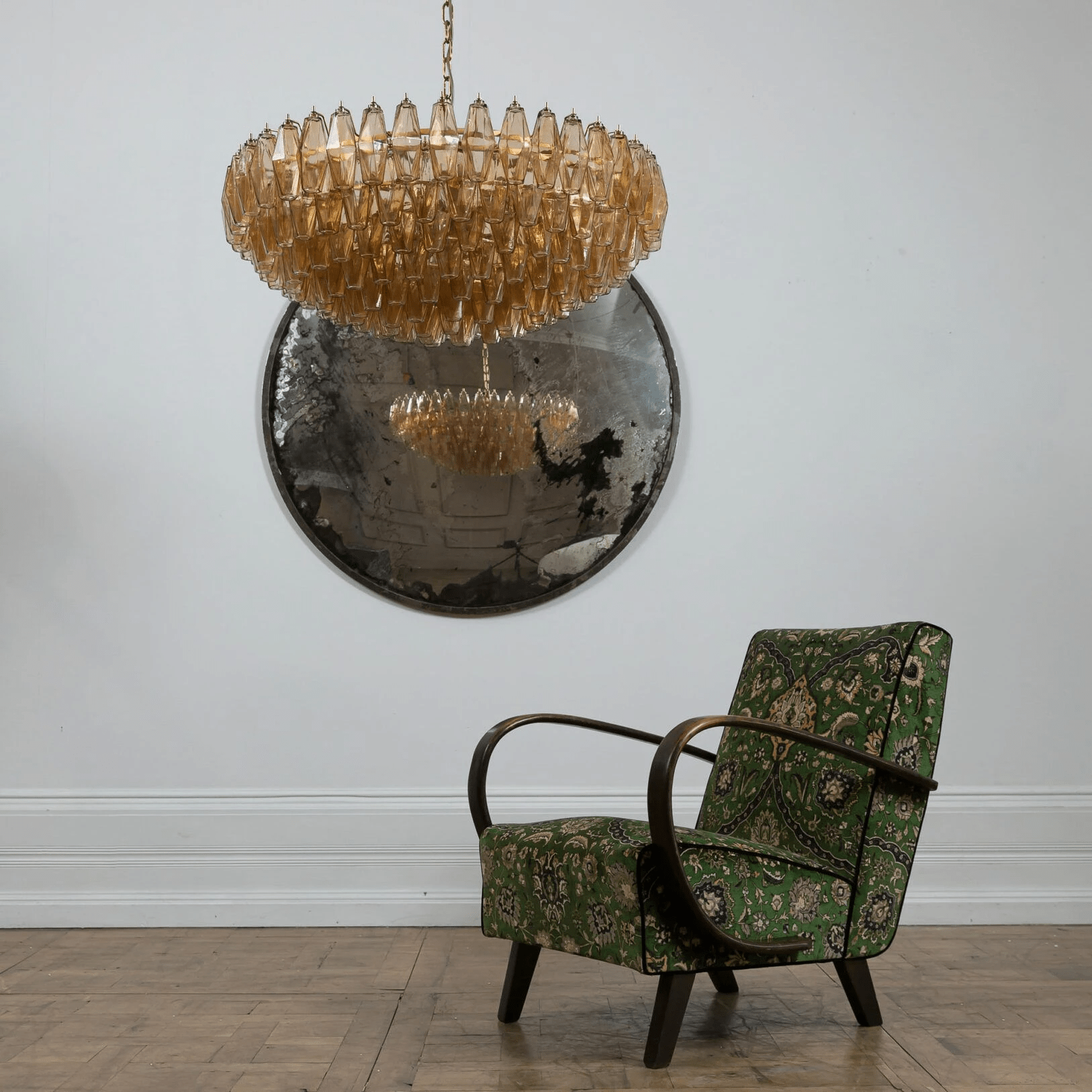 Celinora Chandelier Tiered Amber Glass Vintage