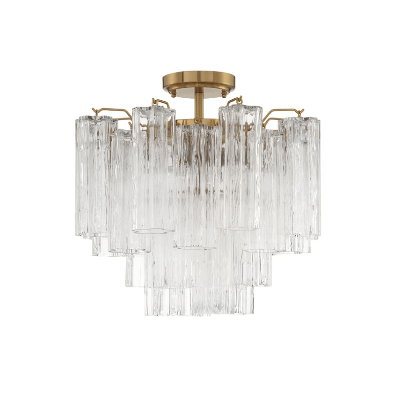 Eirerise Ceiling Lamp Clear Murano Glass Tubular Handblown