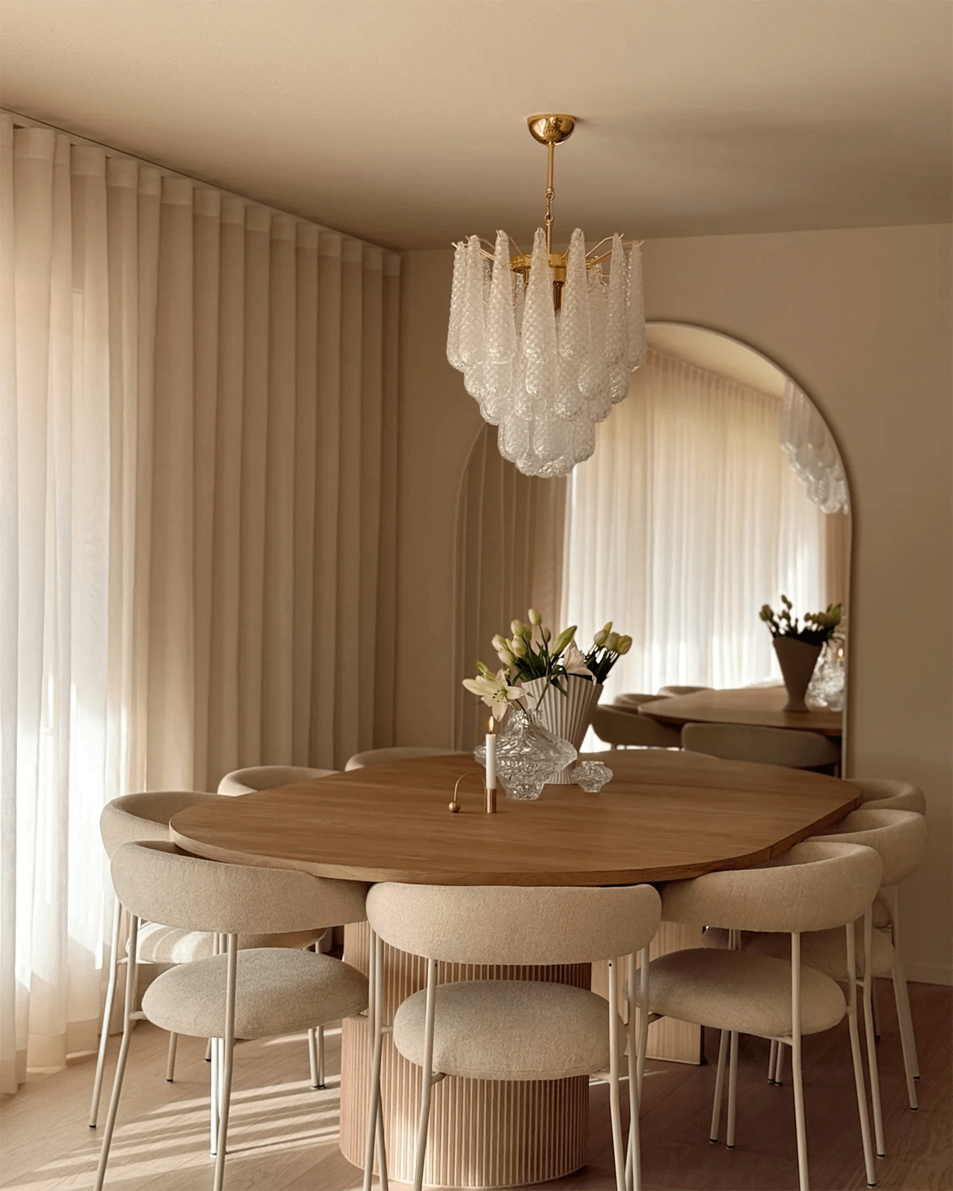 Velivena Chandelier Murano Glass Drops Frosted Teardrop