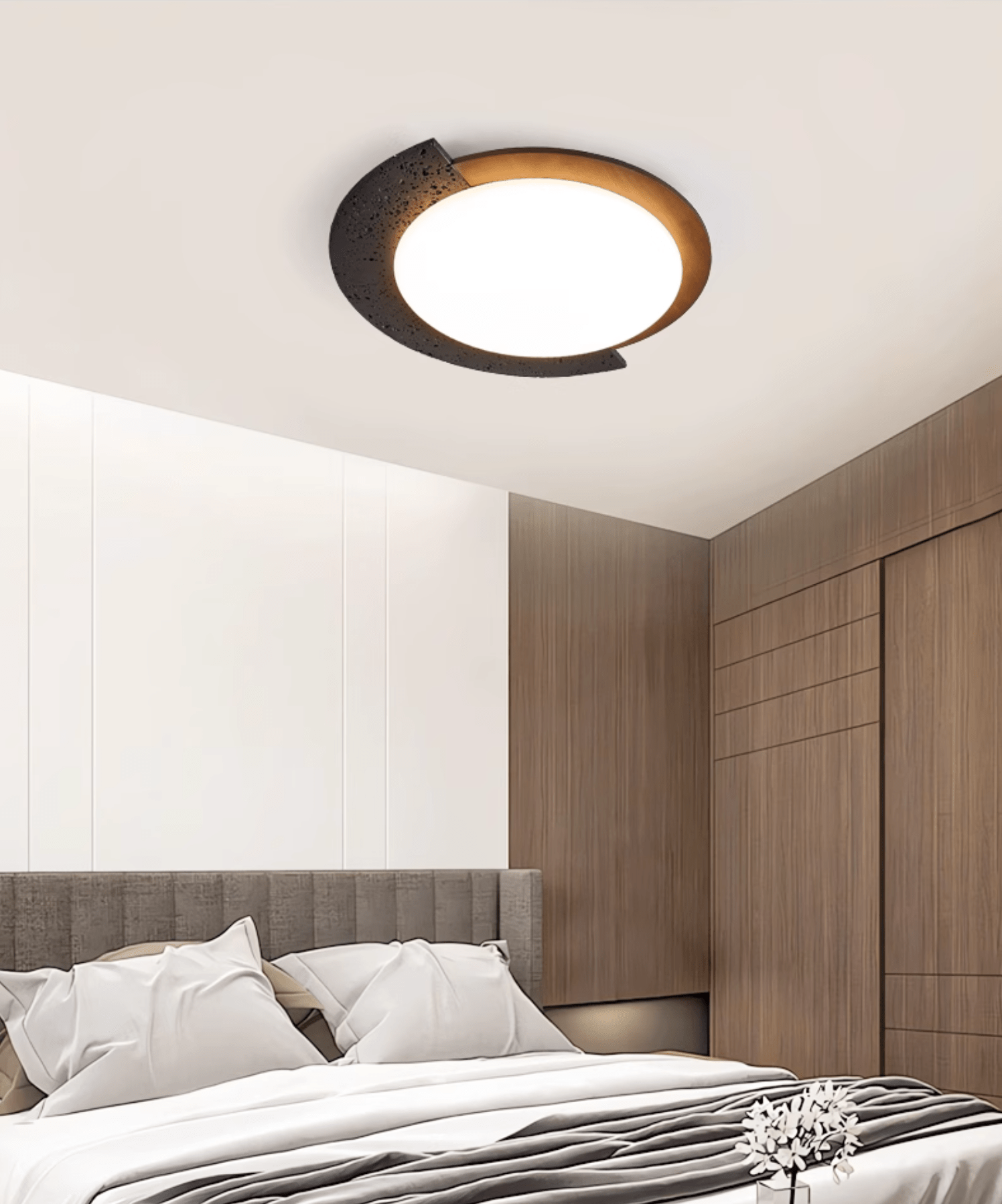 Taveira Asymmetrical Black Travertine Ceiling Light