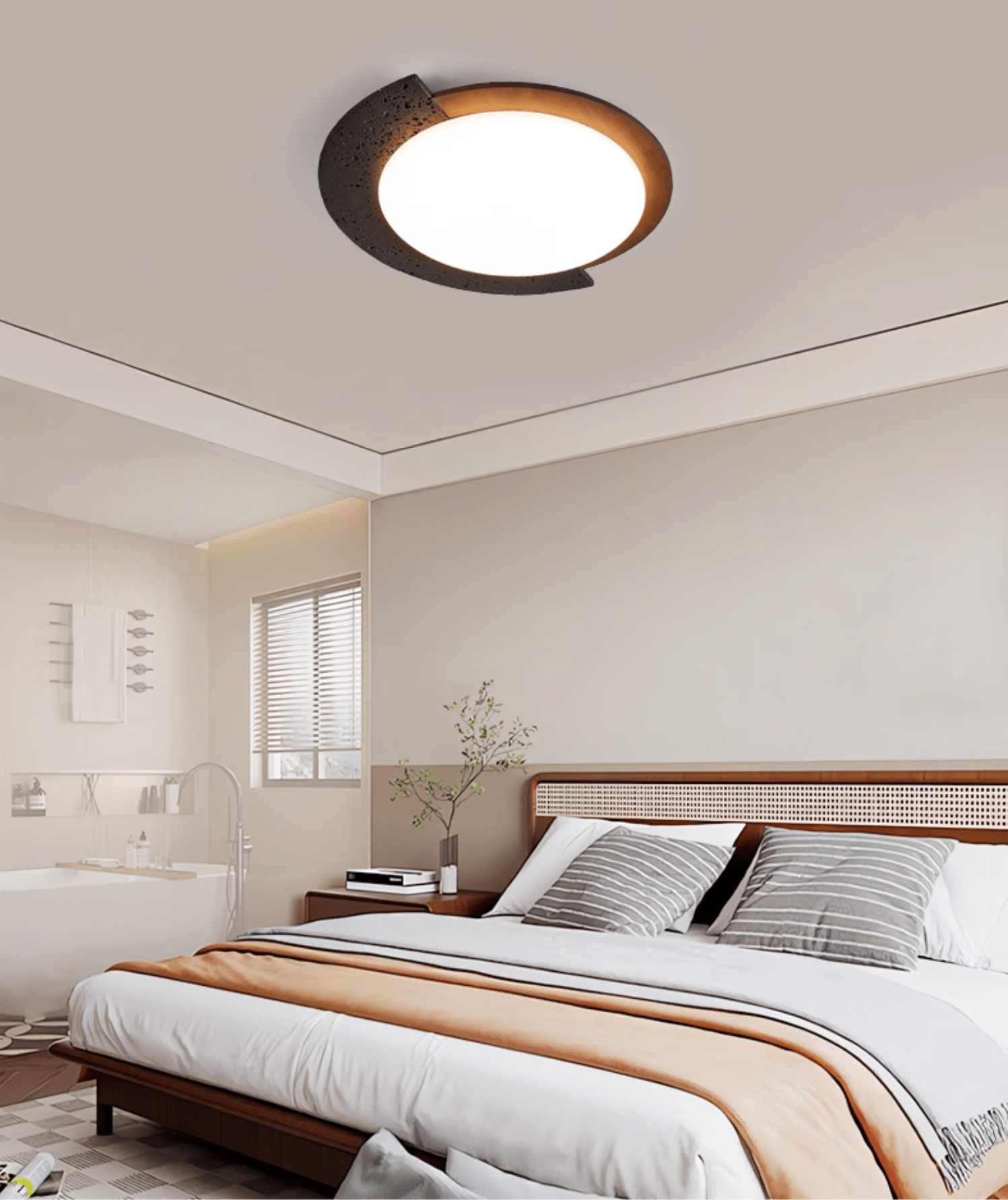 Taveira Asymmetrical Black Travertine Ceiling Light
