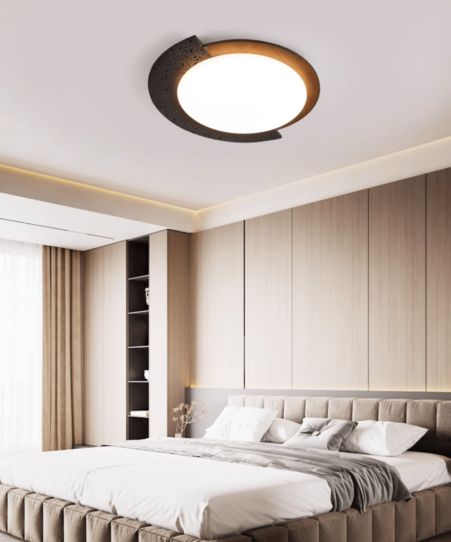 Taveira Asymmetrical Black Travertine Ceiling Light