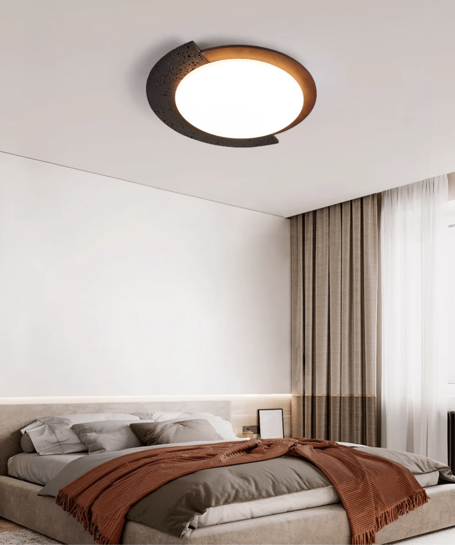 Taveira Asymmetrical Black Travertine Ceiling Light