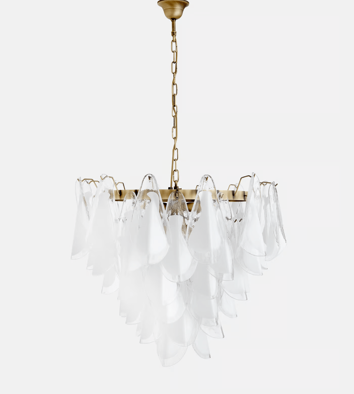 Eiririel Chandelier White Leaf Glass Layered Modern
