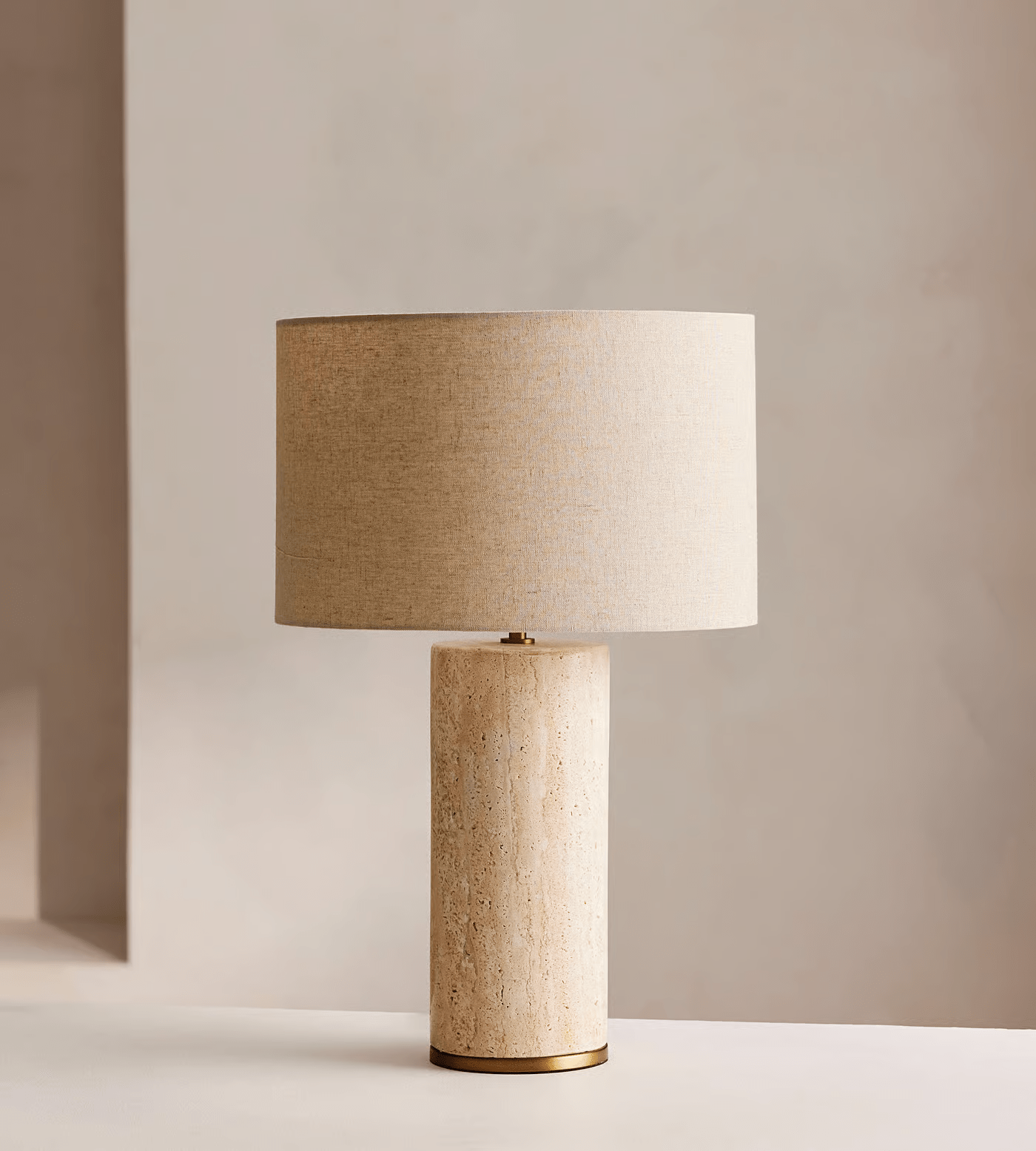 Vonoryra Cylindrical Travertine Table Lamp