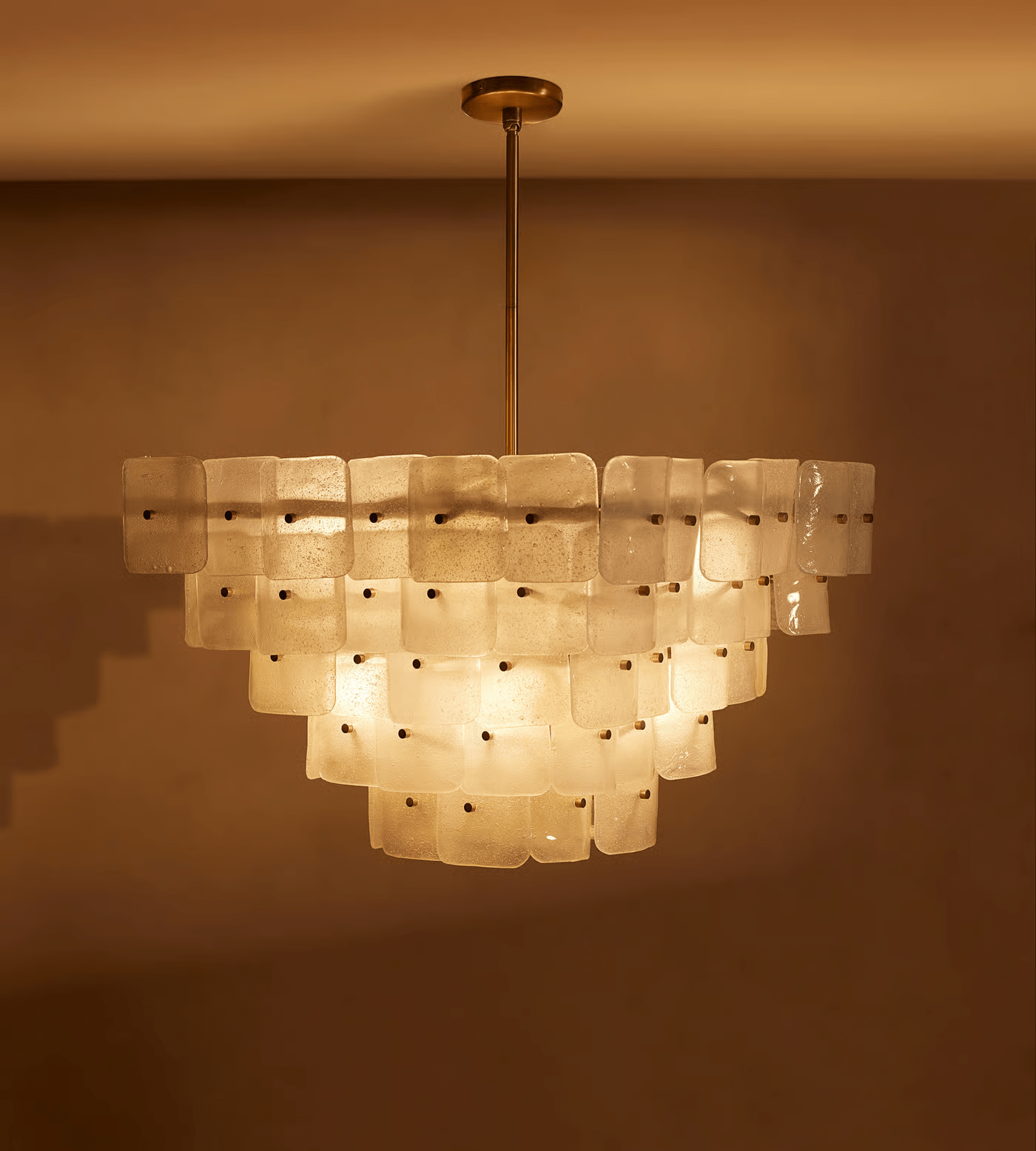 Eiriora Chandelier White Frosted Glass Geometric Tiered