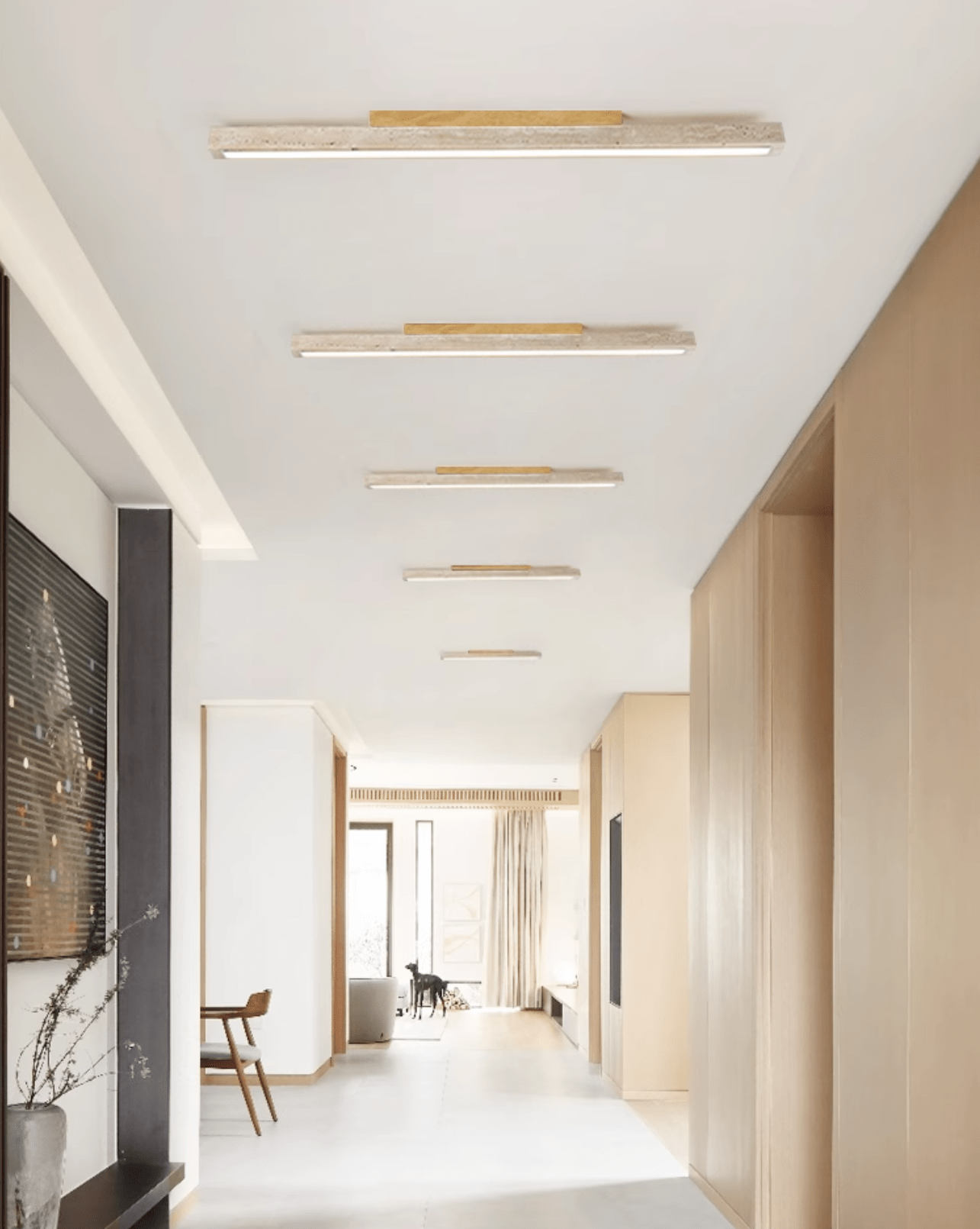 Valinian Minimalist Travertine Linear Ceiling Light