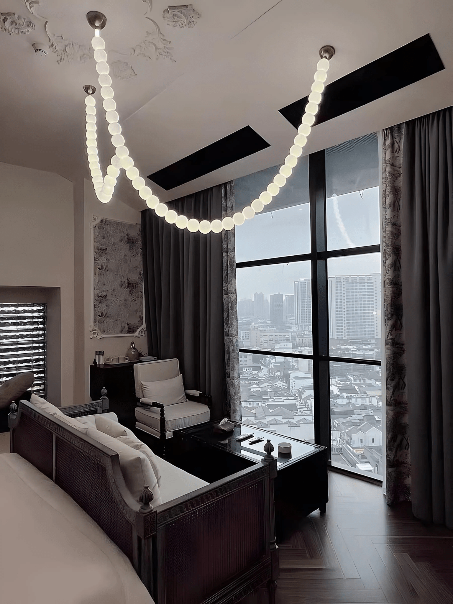 PearlCascade Glass Bead Chandelier