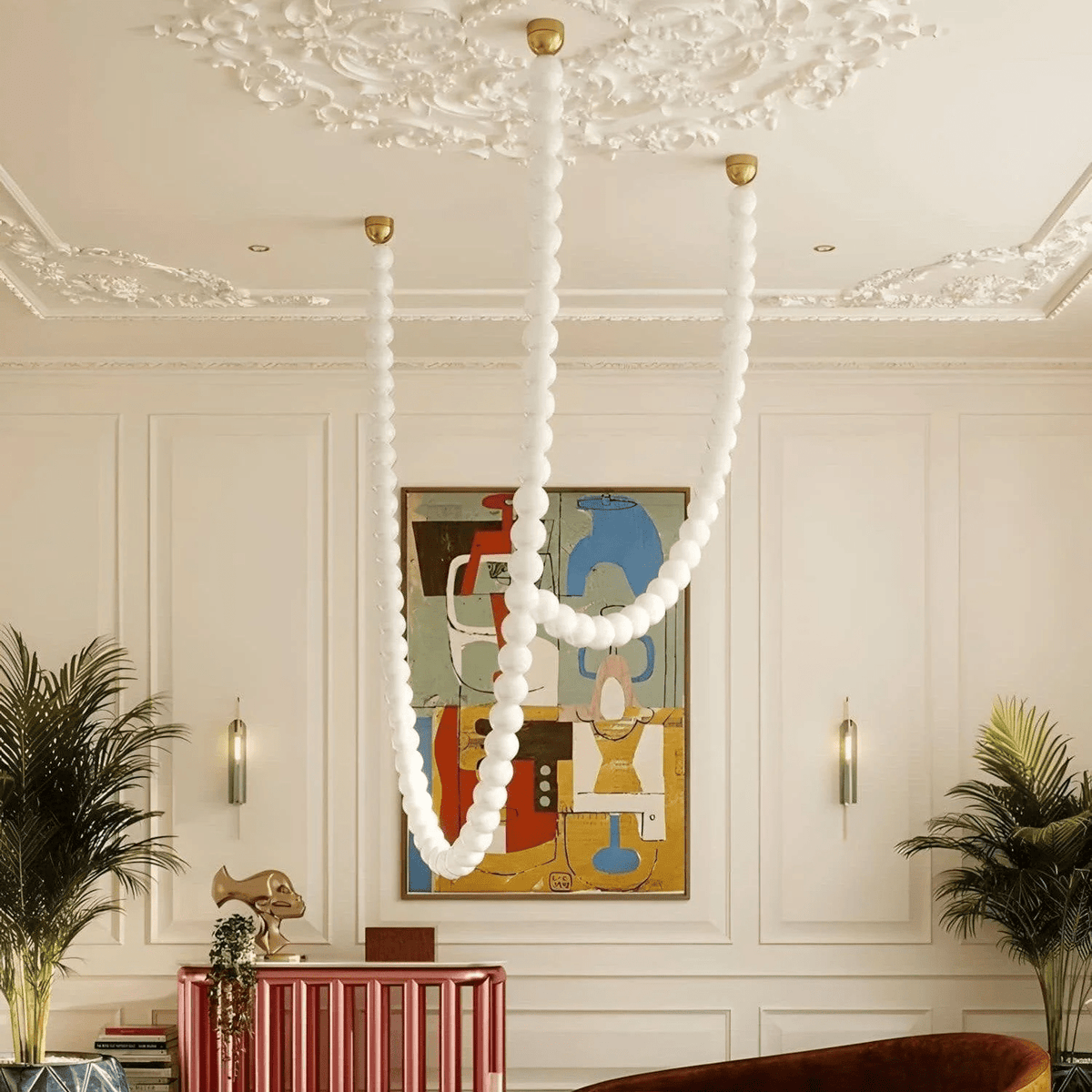 PearlCascade Glass Bead Chandelier