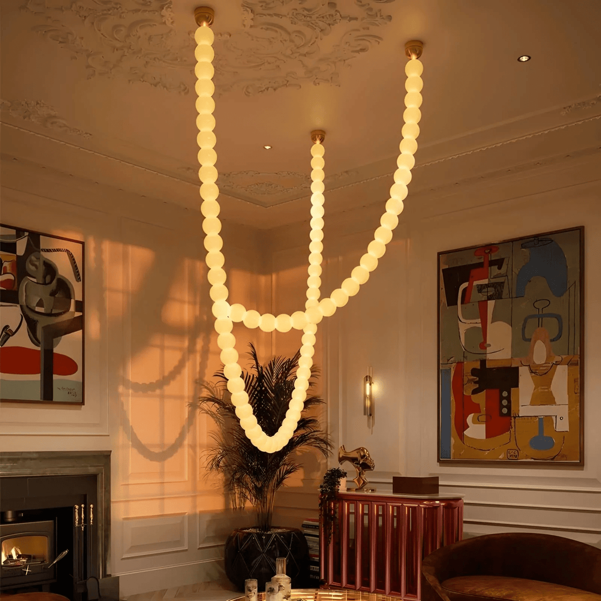 PearlCascade Glass Bead Chandelier