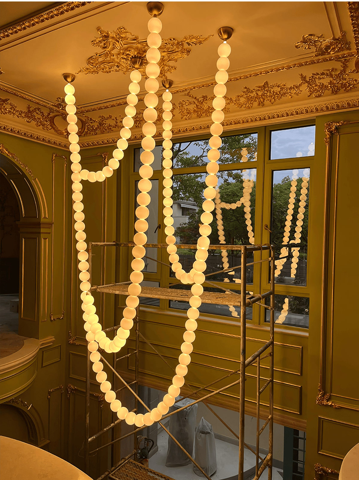 PearlCascade Glass Bead Chandelier