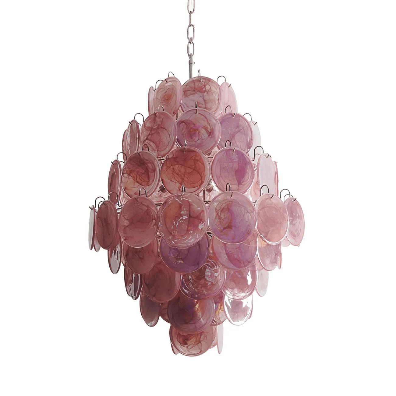 Eirarine Chandelier Pink Murano Glass Handblown Discs
