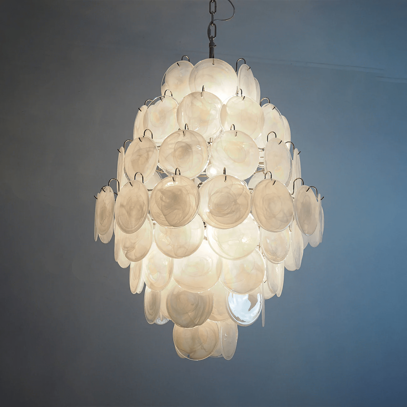 Aurora Chandelier Pink Murano Glass Handblown Discs - Neutral Decor