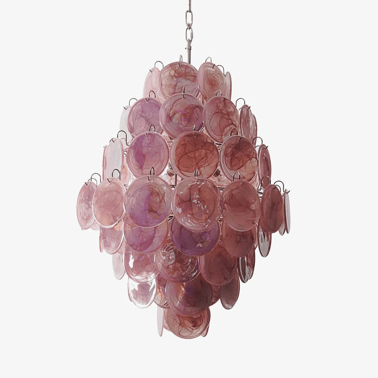 Eirarine Chandelier Pink Murano Glass Handblown Discs