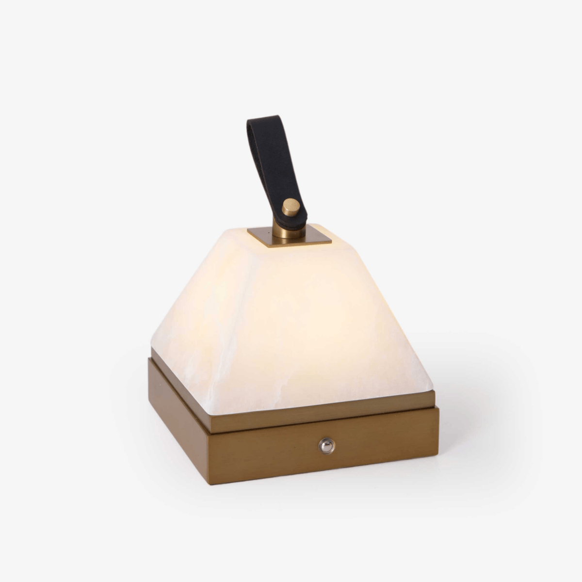 Pyramidale Alabaster Table Lamp with Leather Handle