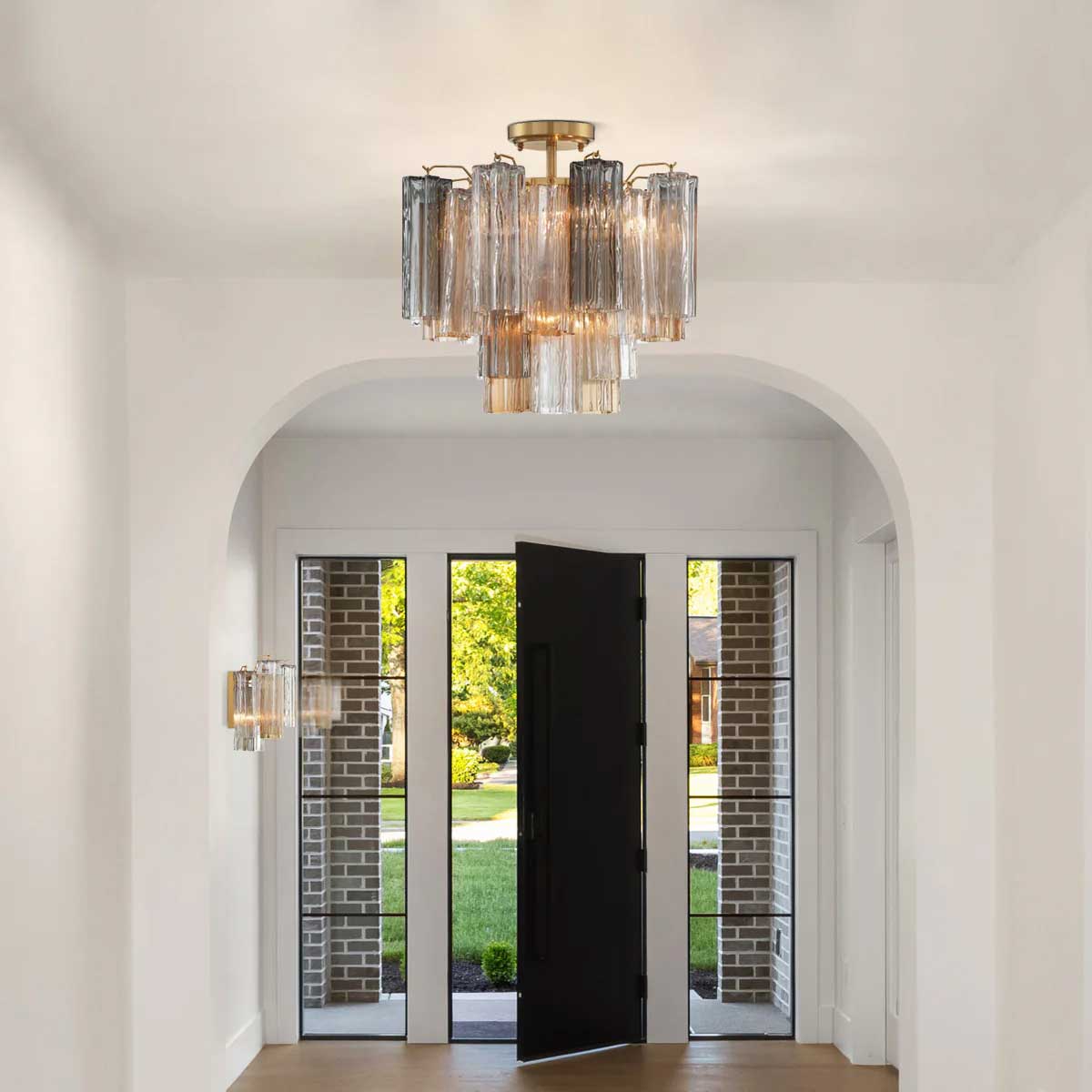 Eirerise Ceiling Lamp Clear Murano Glass Tubular Handblown
