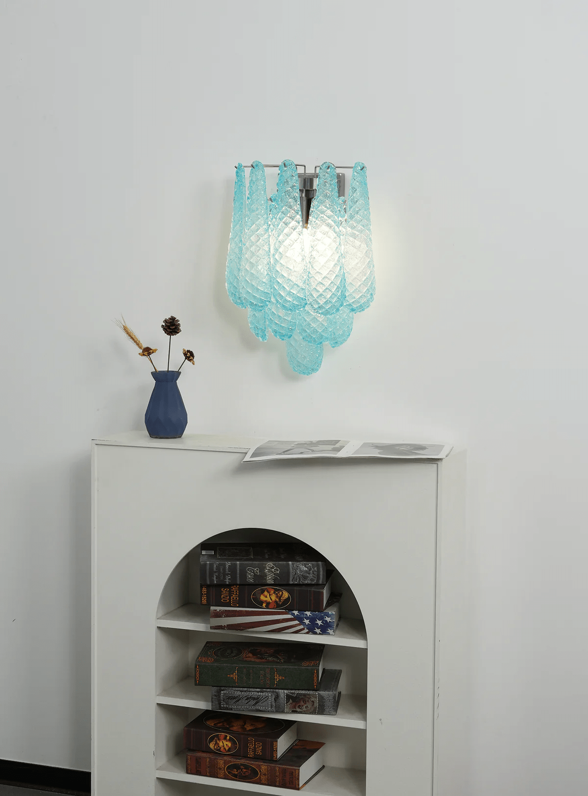 Liorelaria Wall Lamp Pink Teardrop Glass Floral Artistic