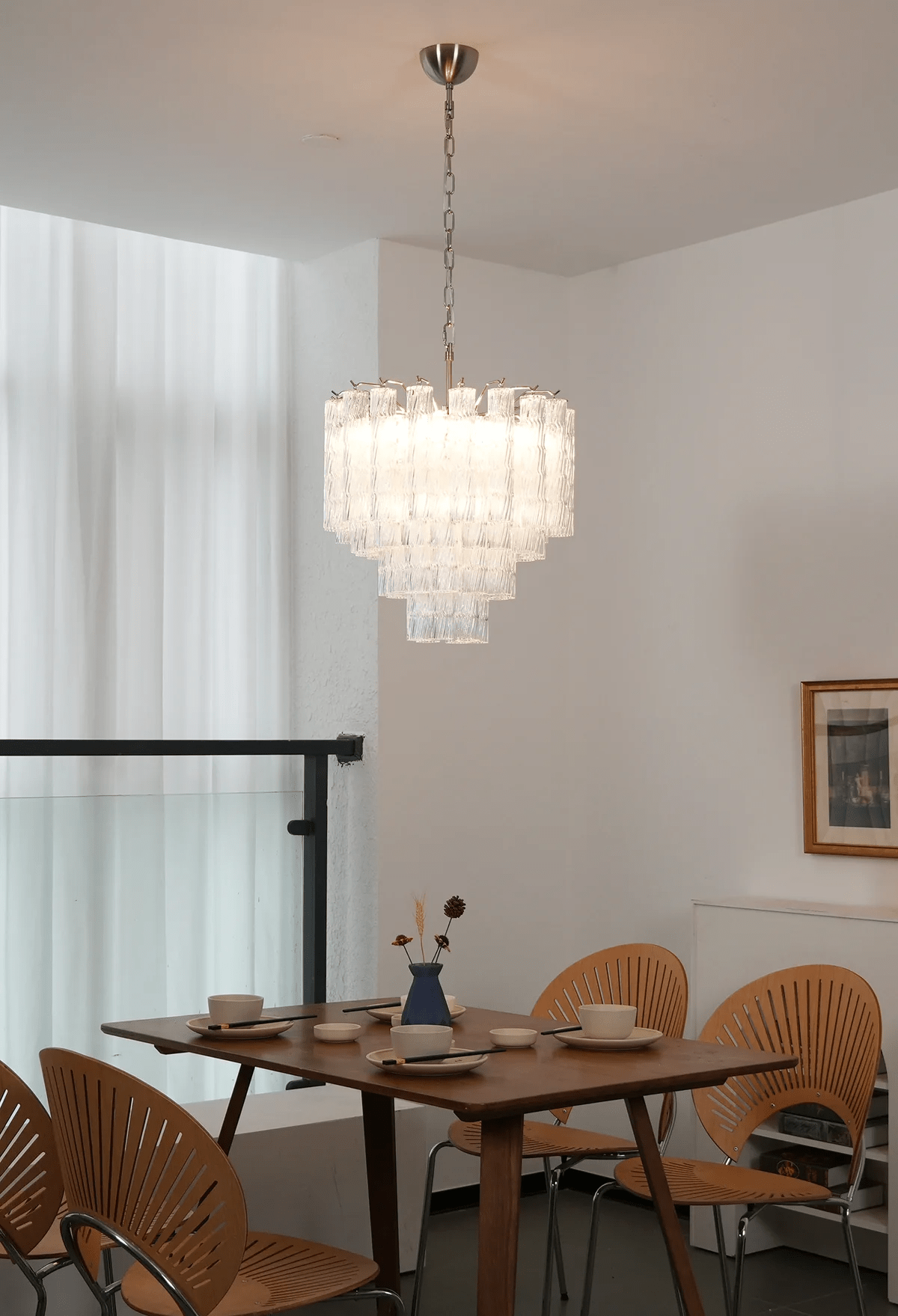 Veliella Chandelier Murano Glass Tiered Cascading Waves