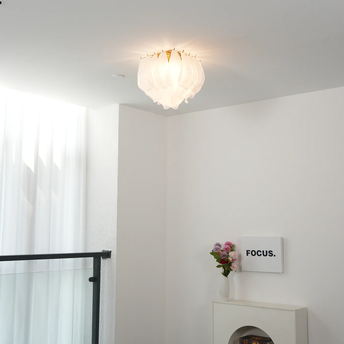Liorivina Ceiling Lamp Murano Petal Hand-Blown Glass Flushmount