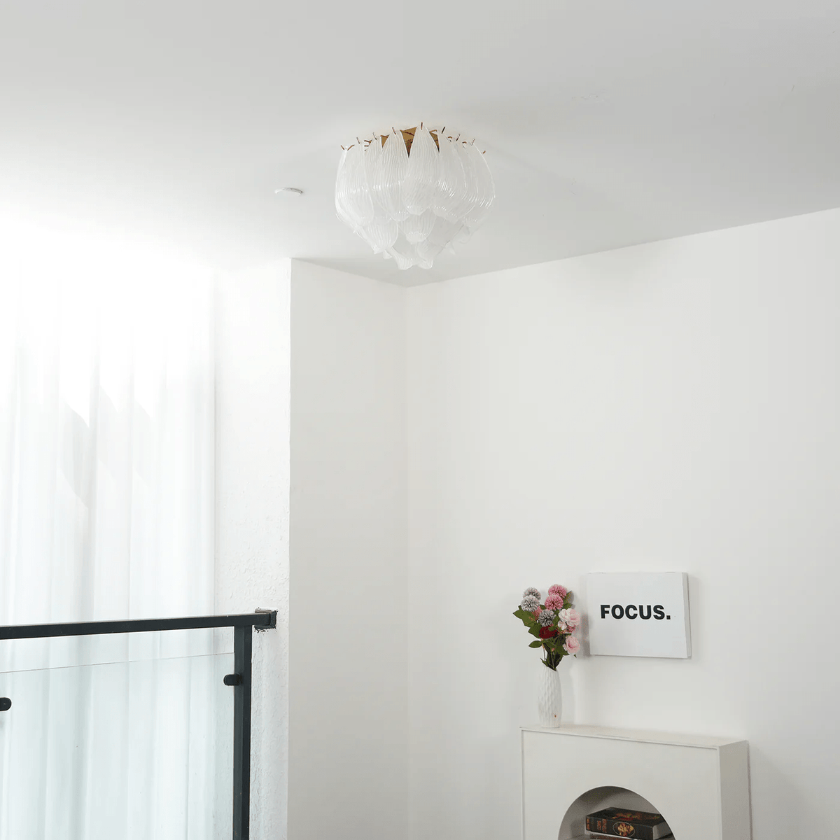 Liorivina Ceiling Lamp Murano Petal Hand-Blown Glass Flushmount