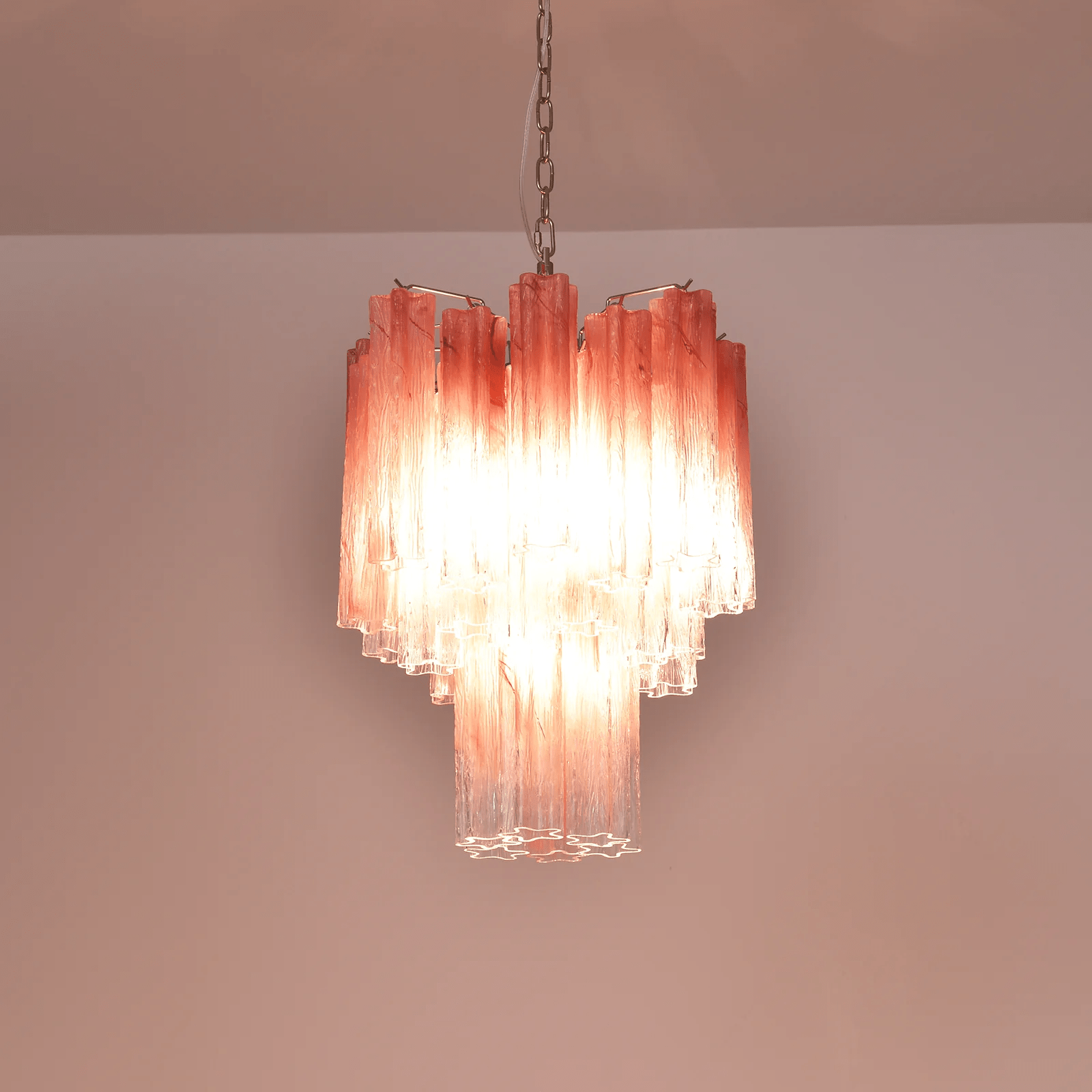 Veluora Chandelier Rose Gradient Murano Glass Tiered