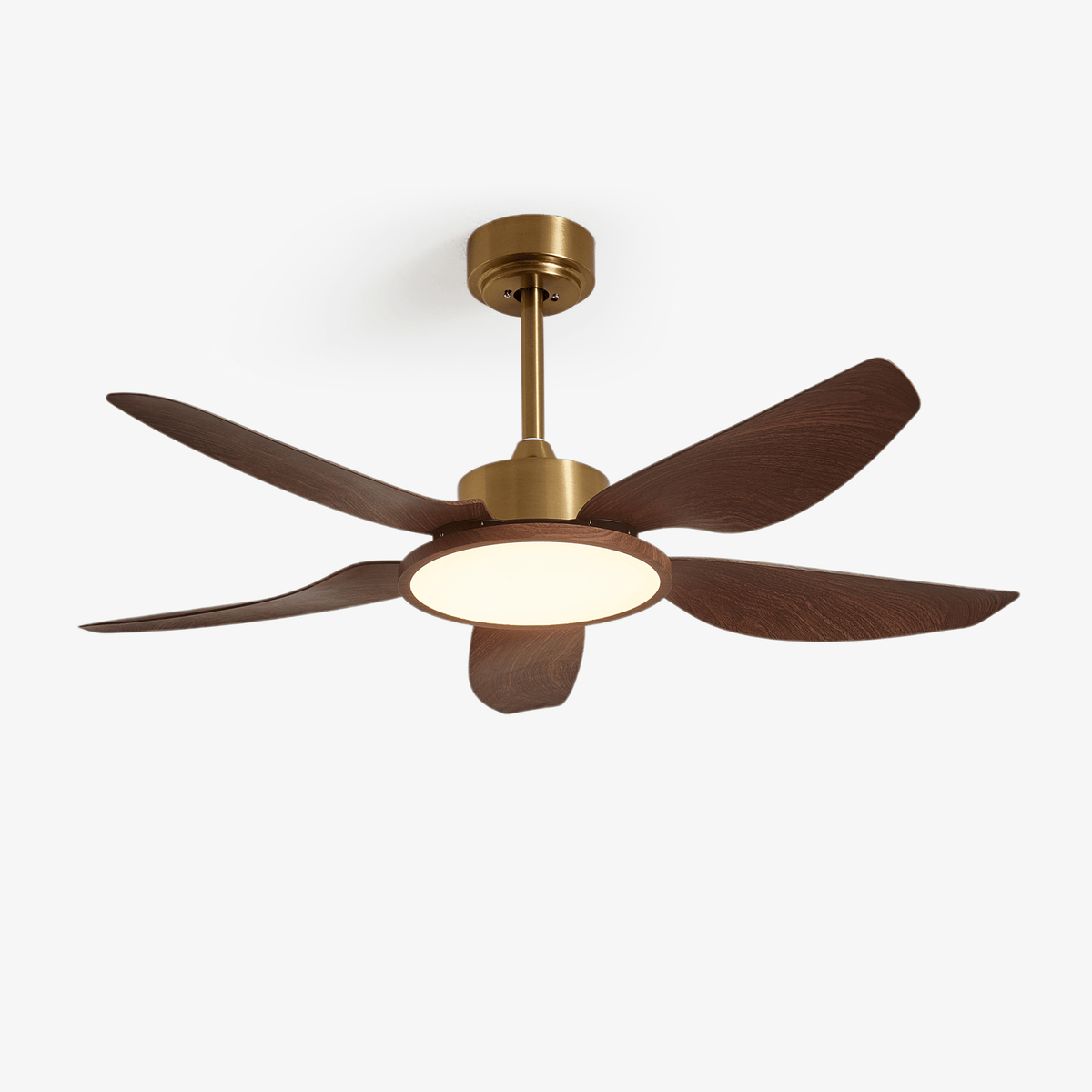 Orla Modern Wood Brass Ceiling Fan Light