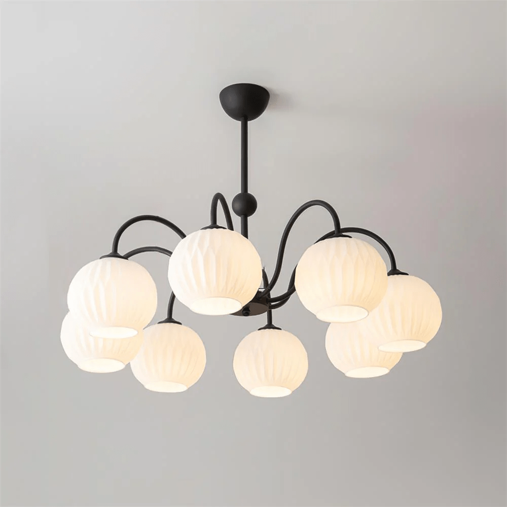 Velaaria Chandelier Green Ribbed Glass Modern 8-Light