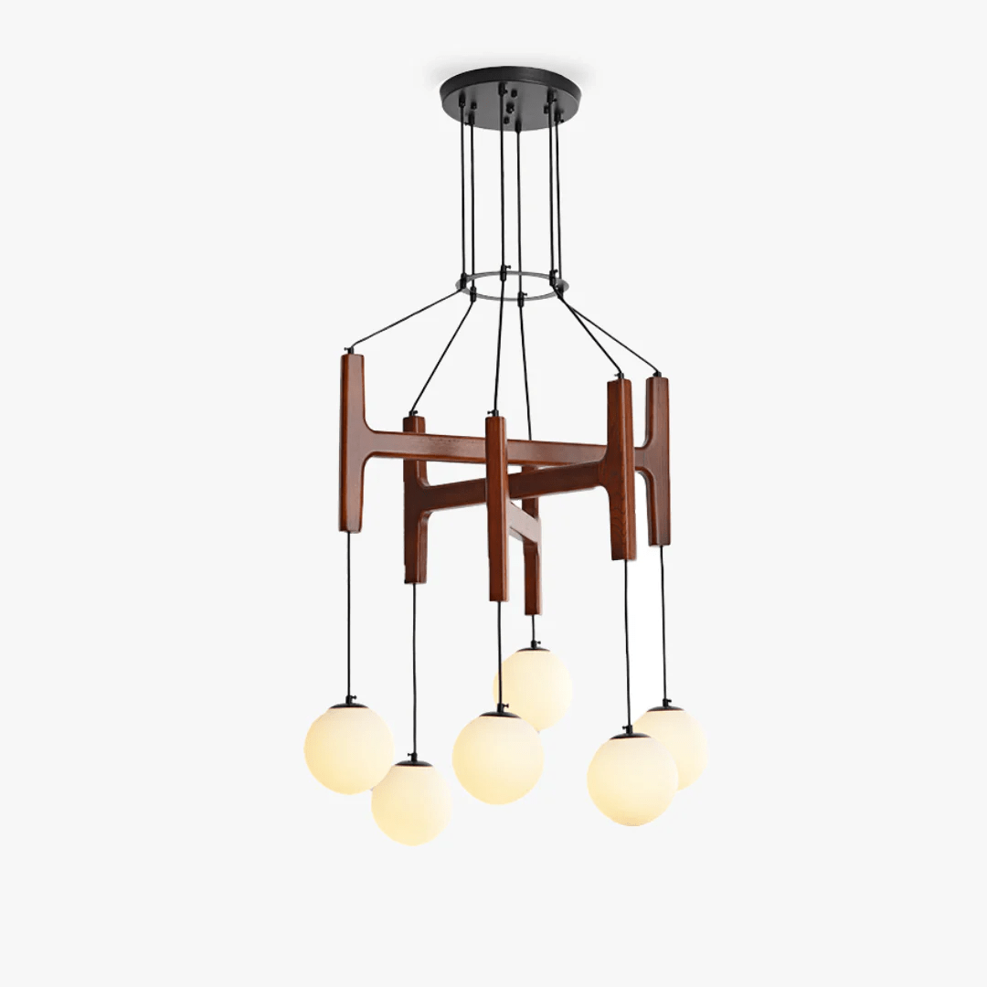 Xylocube Geometric Wood Globe Pendant Light