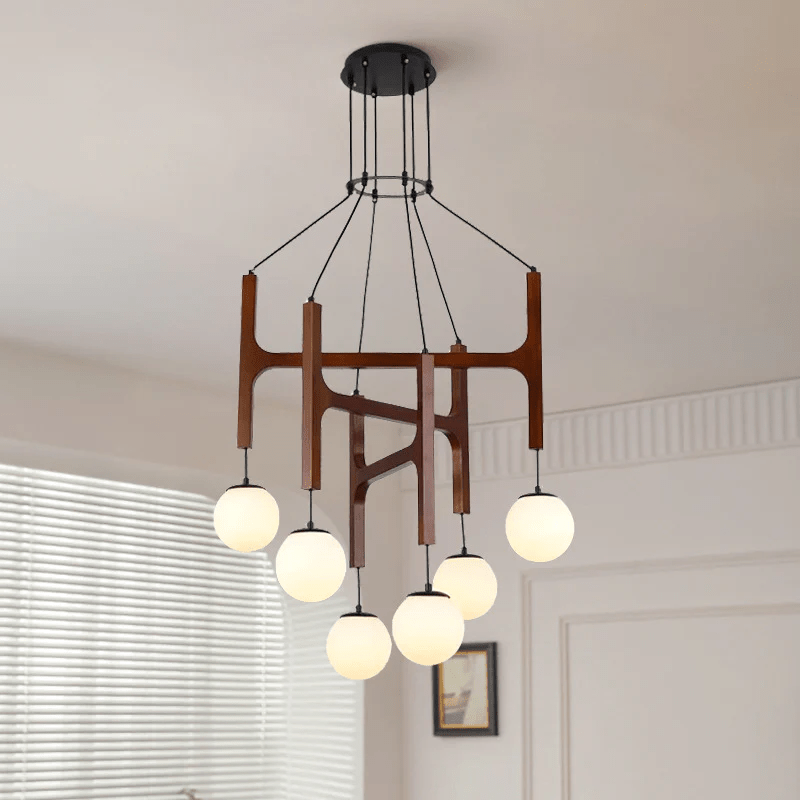 Xylocube Geometric Wood Globe Pendant Light
