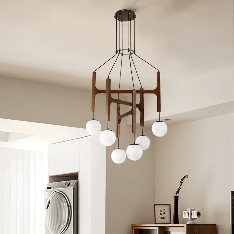 Xylocube Geometric Wood Globe Pendant Light