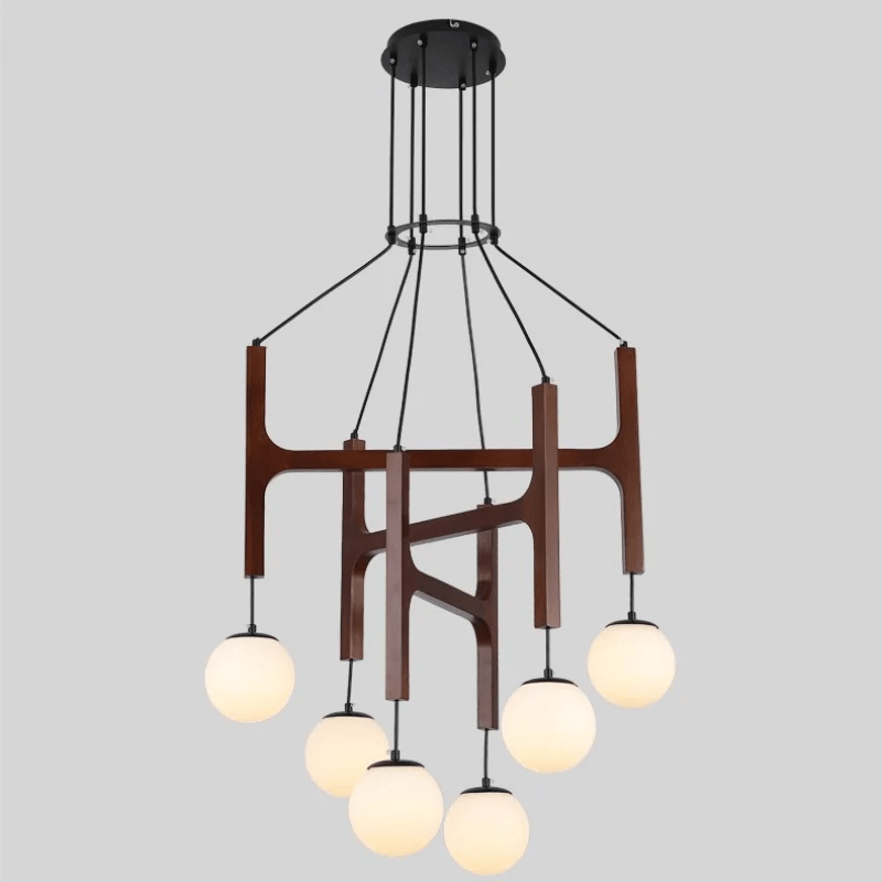 Xylocube Geometric Wood Globe Pendant Light