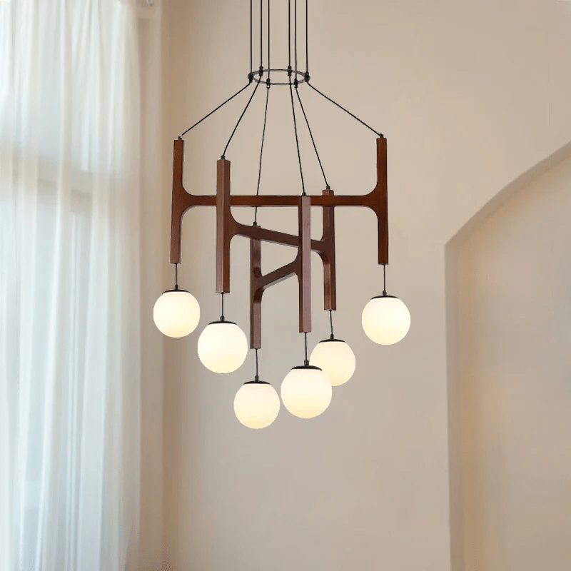 Xylocube Geometric Wood Globe Pendant Light