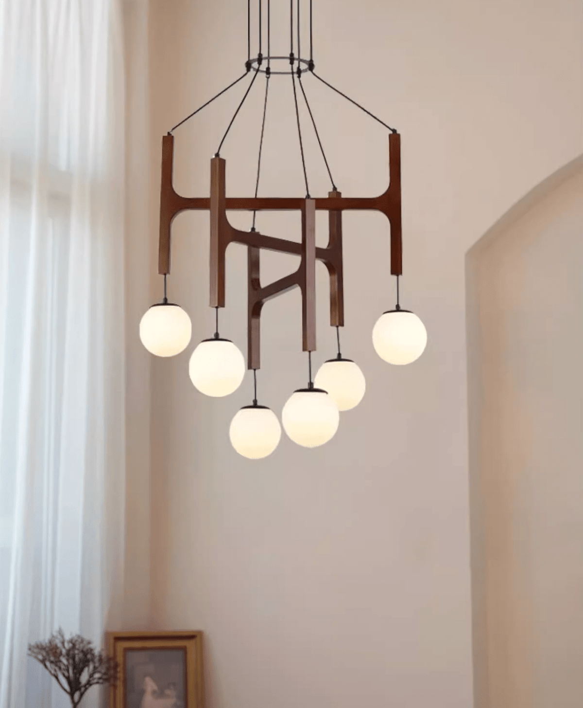 Xylocube Geometric Wood Globe Pendant Light