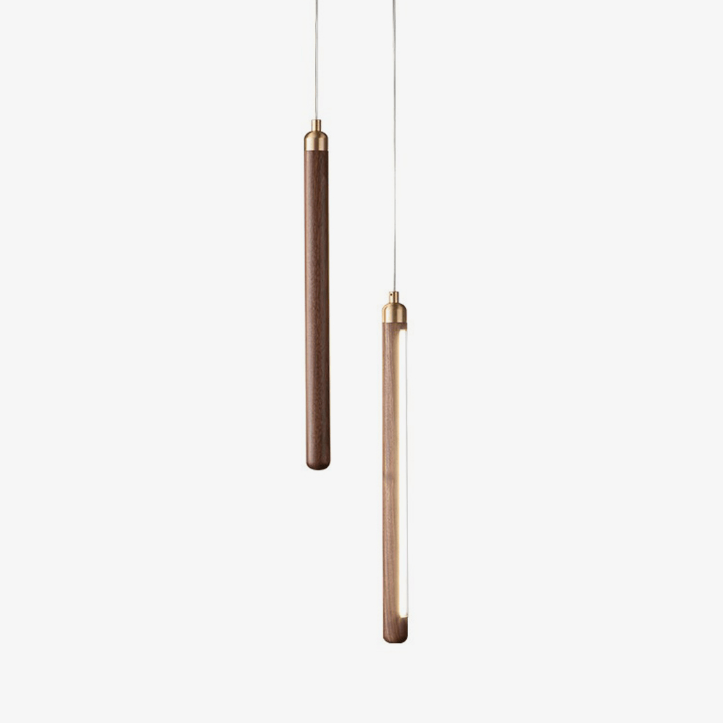 Kyoto Walnut Brass Linear Pendant Light