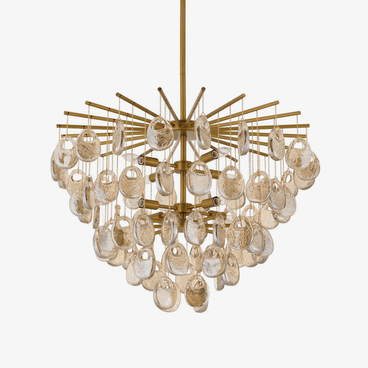 Velaian Chandelier Amber Seedy Glass Drop Antique Brass
