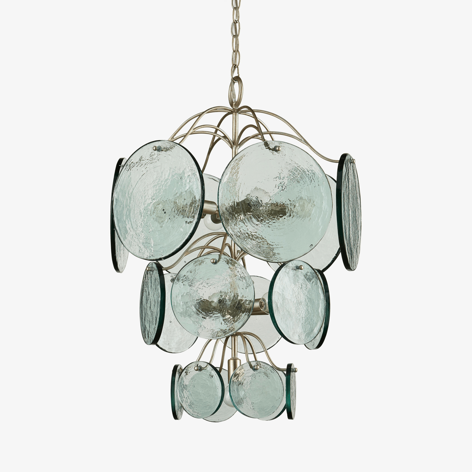 Celeora Chandelier Rovigo Recycled Glass Disc Modern Flowing