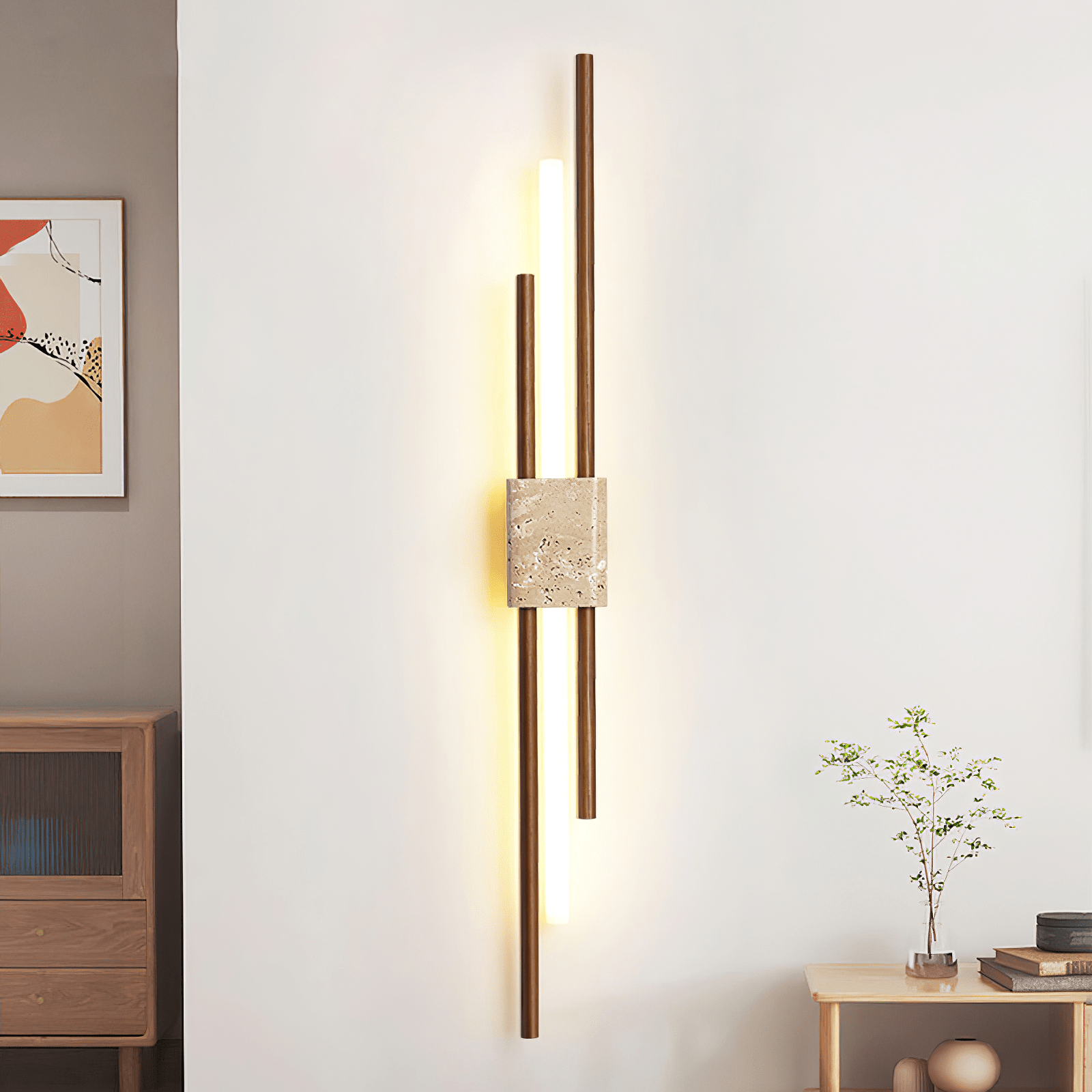 Eden Terra Travertine Wood Walnut Wall Light