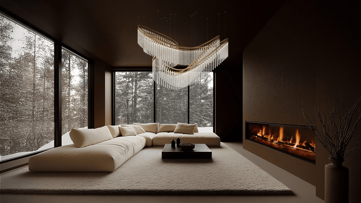 Rivella Shimmering Cascade Crystal Glass Chandelier