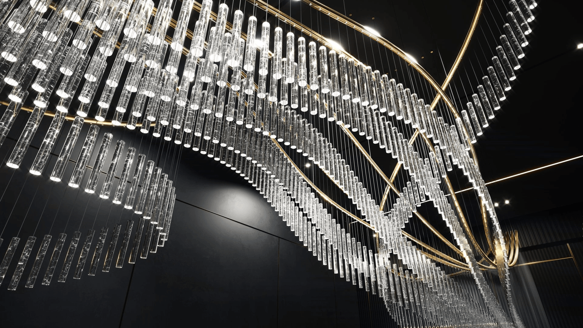 Rivella Shimmering Cascade Crystal Glass Chandelier
