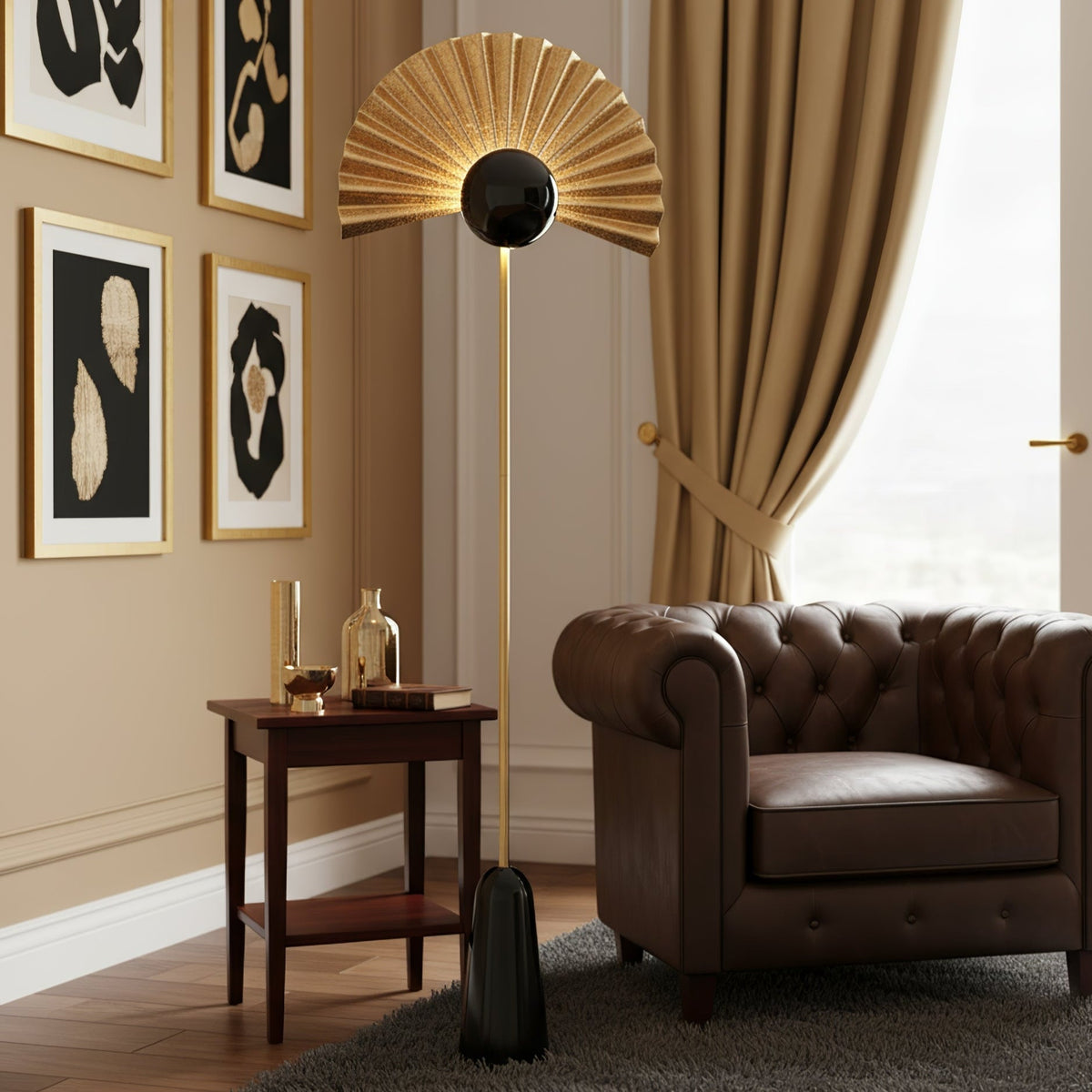 Solvaar Gilded Fan Floor Lamp