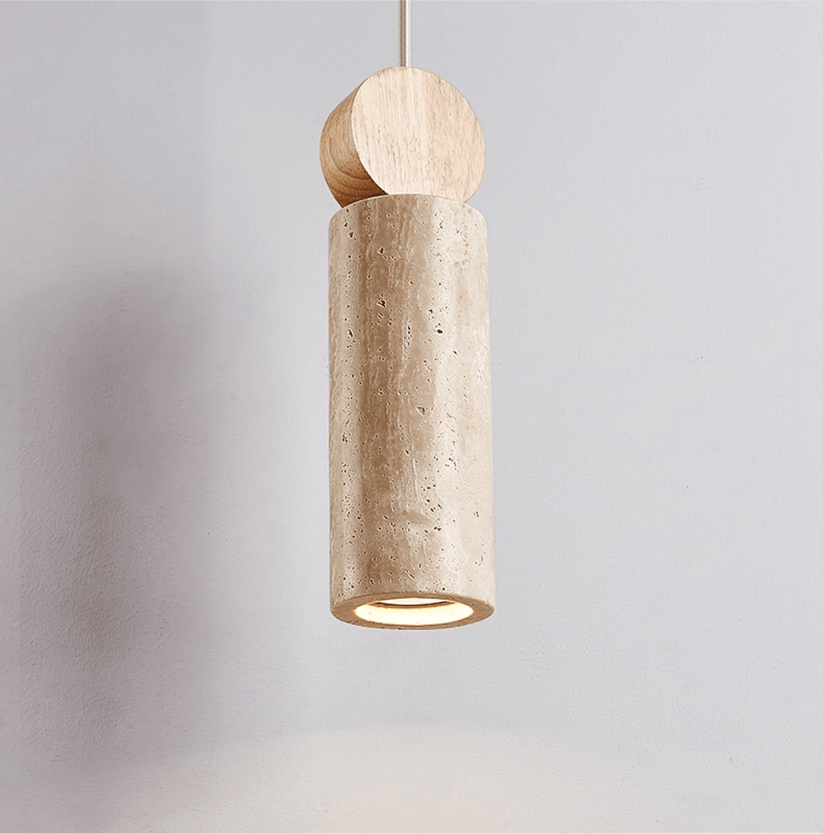 Ashton Travertine Cylinder Disc Pendant Light