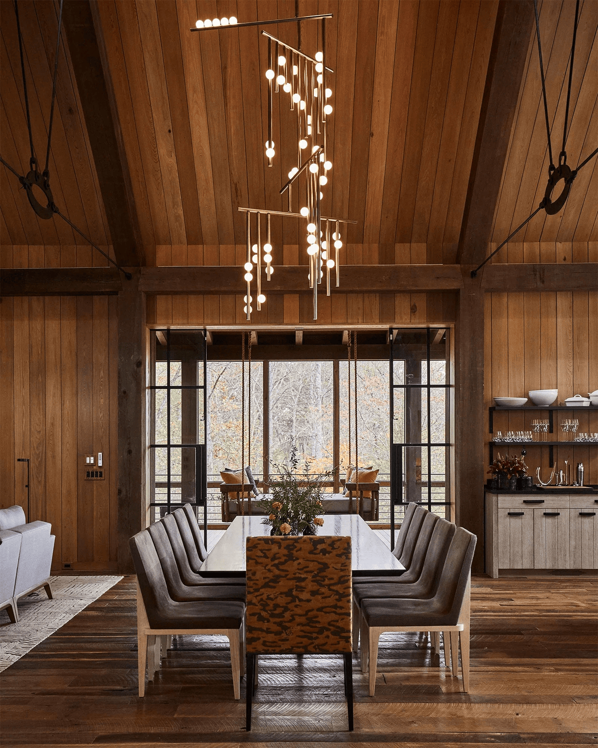 Miraview Brass Glass Drop Chandelier