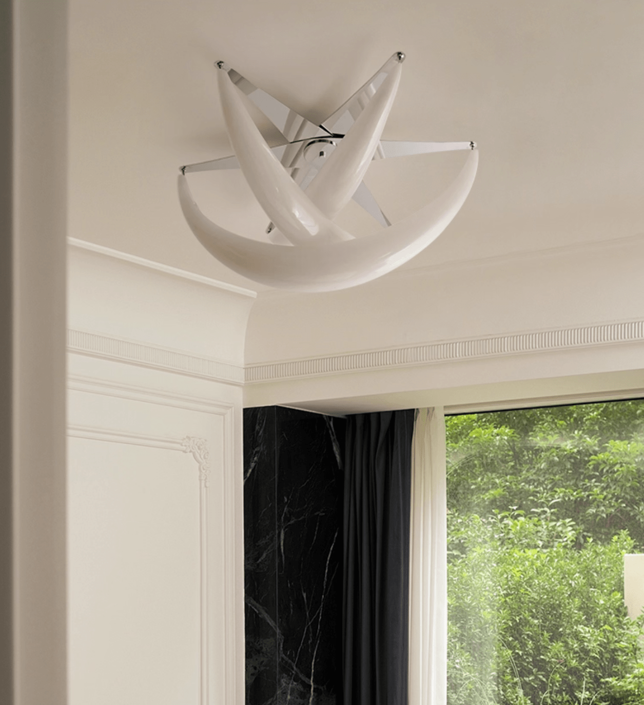 Maia Contemporary White Resin Ceiling Lamp
