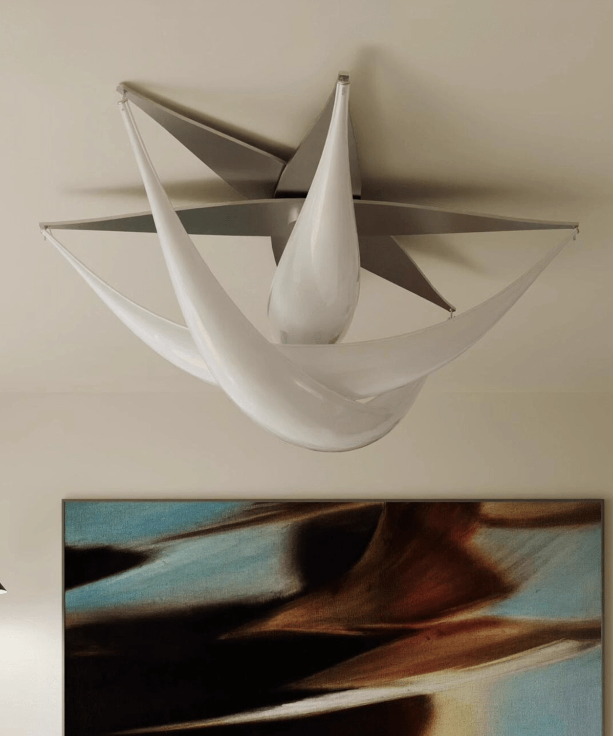 Maia Contemporary White Resin Ceiling Lamp