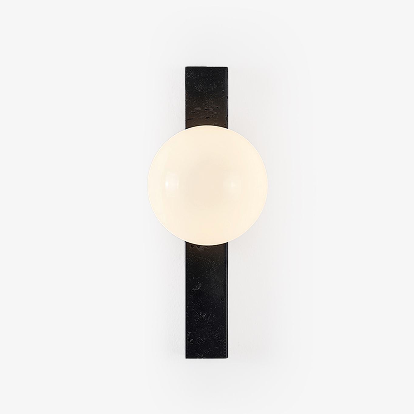 Zoshaira Globe Black Travertine Wall Sconce