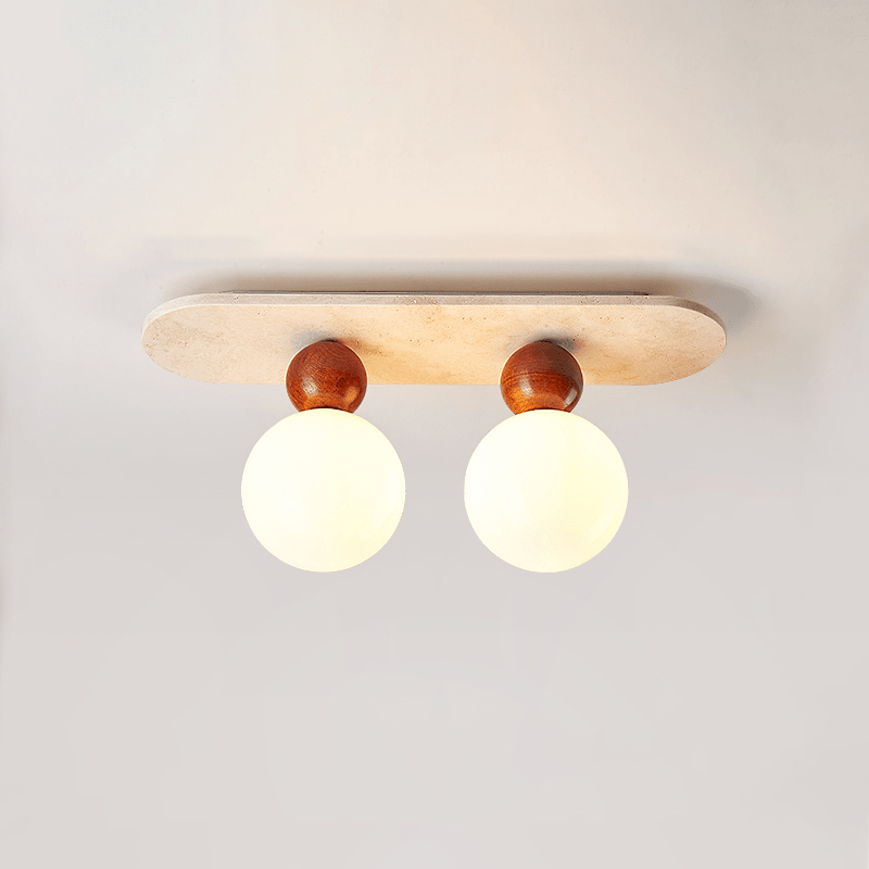 Vera Spherical Yellow Travertine Ceiling Lamp