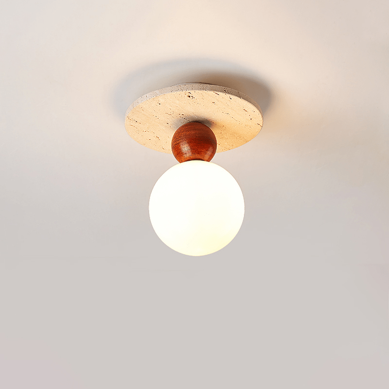 Vera Spherical Yellow Travertine Ceiling Lamp