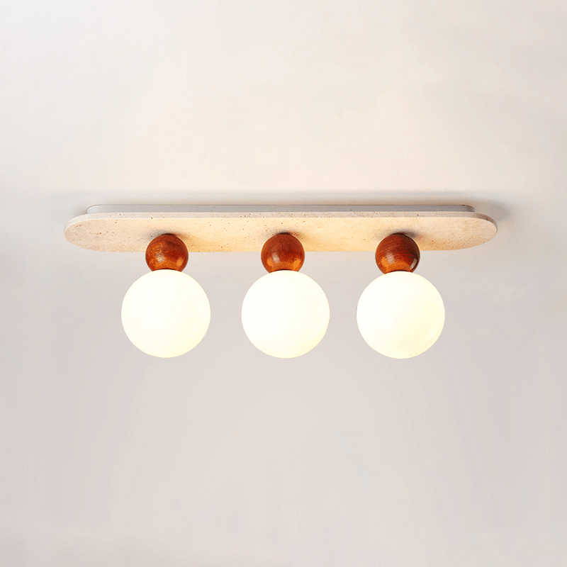 Vera Spherical Yellow Travertine Ceiling Lamp